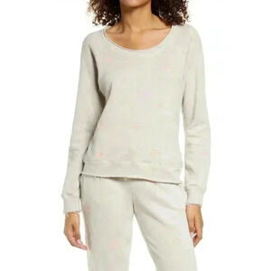 CHASER Neon Lips Embroidered Cotton & Linen Pullover Size Medium